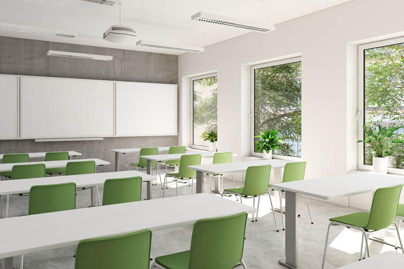 empty school classroom. 3d rendering